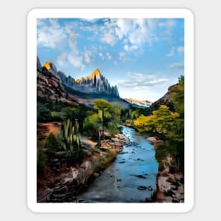 Mountain Scenery Painting Sticker